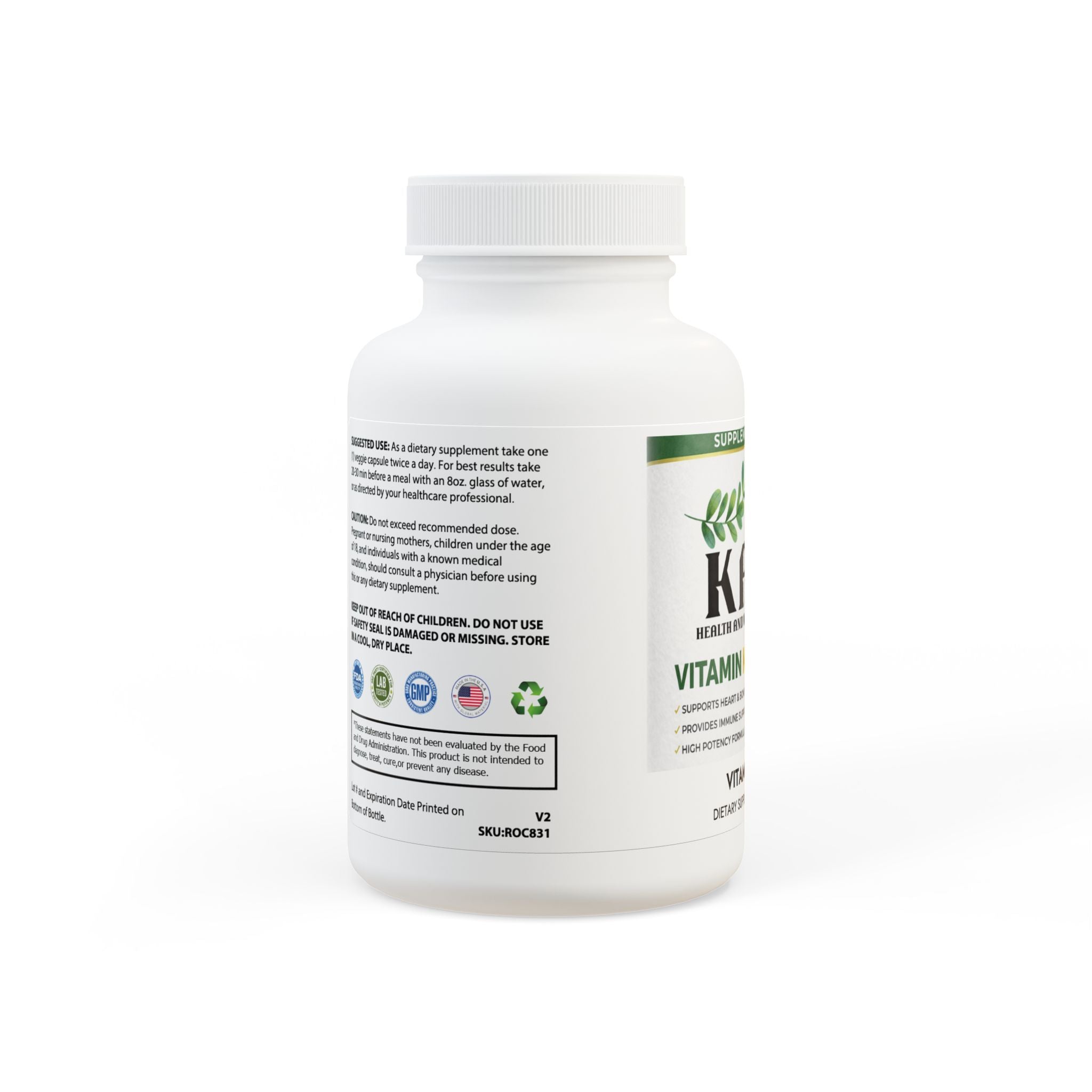 Vitamin K2 + D3 Supplement (60 Capsules)